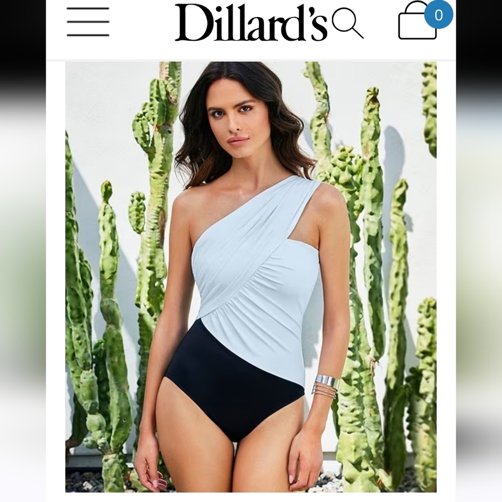 Magicsuit Solids Goddess Color Block Convertible One Shoulder One Piece Swimsuit